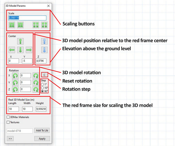 Main 3D model parameters