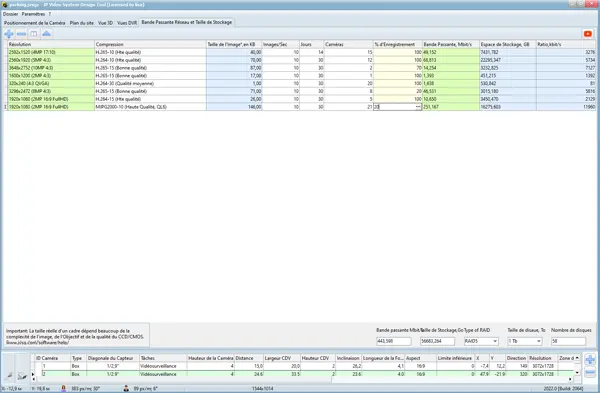 Calcul de la bande passante et de l’espace de stockage pour CCTV
