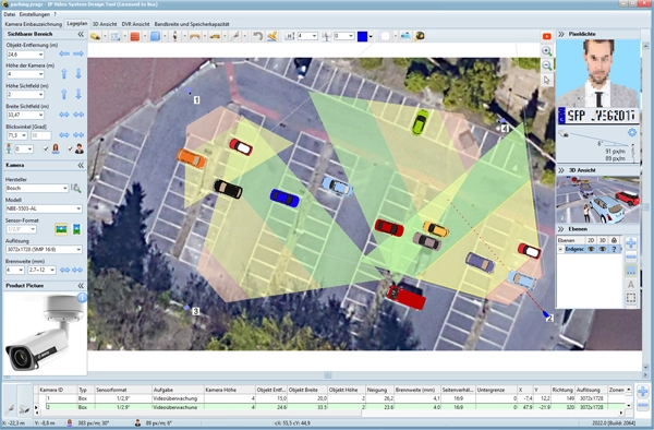 Lageplan videoueberwachung planung, Sichtfeld, Gebrauchte Objektive